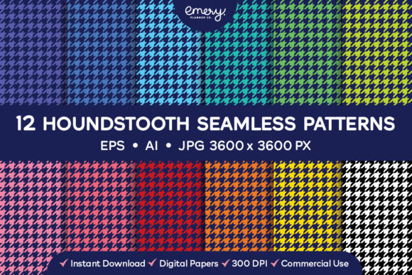 12 Houndstooth Seamless Patterns
