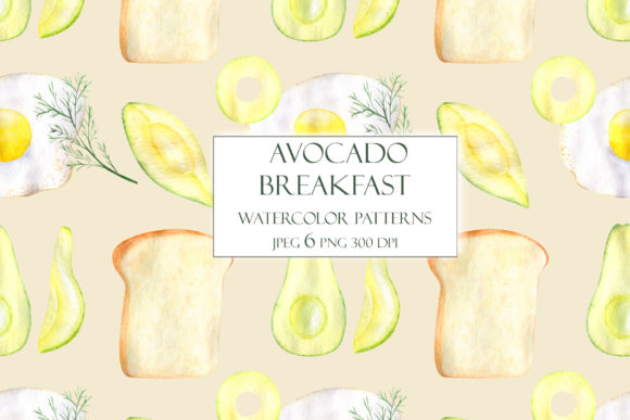 Avocado Breakfast Watercolor Patterns