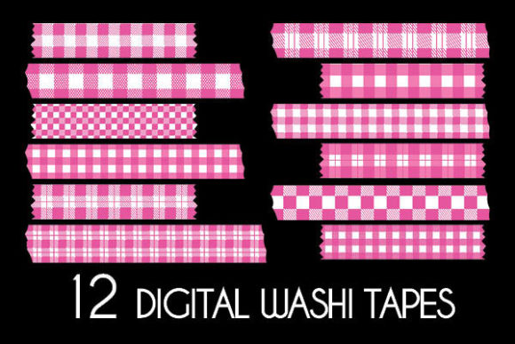Bright Pink Plaid Washi Tapes Patterns