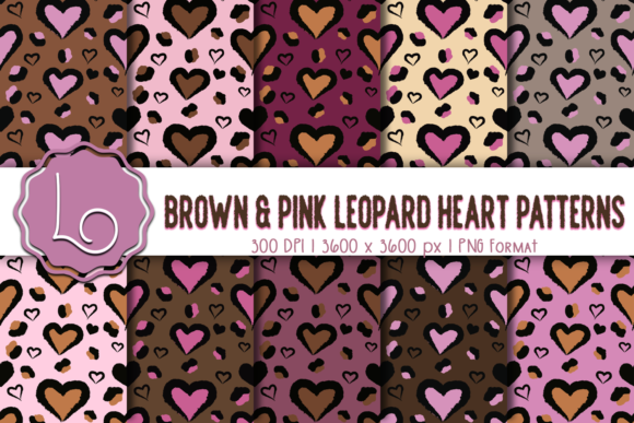 Brown and Pink Leopard Heart Patterns