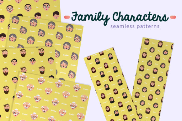 Family Characters Seamless Patterns L