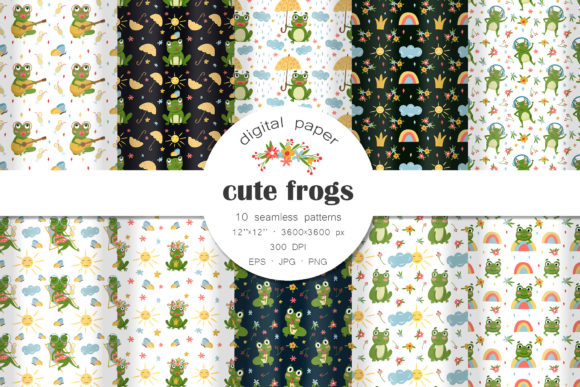 Frog Patterns Digital Paper: Seamless, Versatile & Kid-Friendly Design Resources