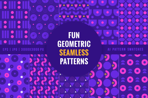 Fun Geometric Seamless Vector Patterns: Versatile, Print-Ready Design Magic