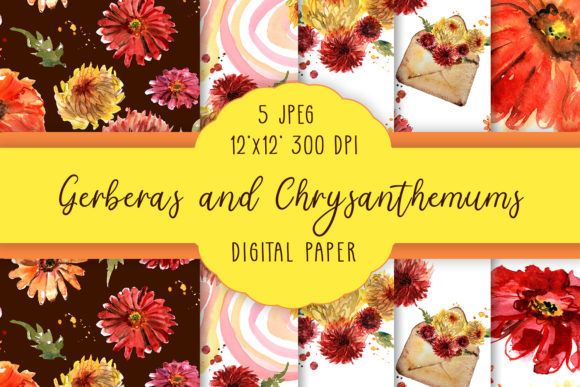 Gerberasand Chrysanthemums Patterns: Seamless Watercolor Florals for Real Creative Workflows