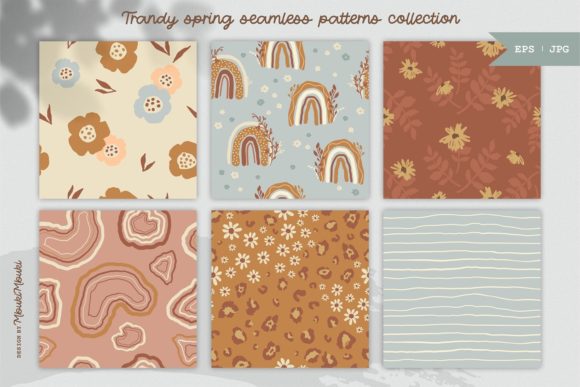 Minimalistic Floral Seamless Patterns