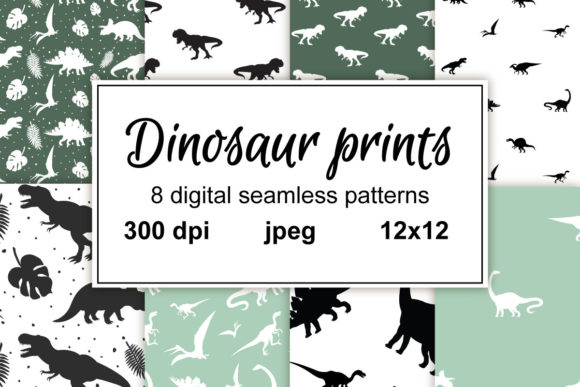 Set of Dinosaur Patterns: Versatile, High-Quality Digital Papers for Creative Professionals and Crafters