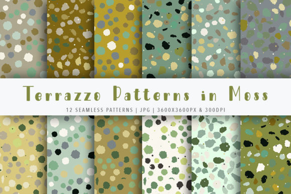 Terrazzo Seamless Patterns Set in MOSS
