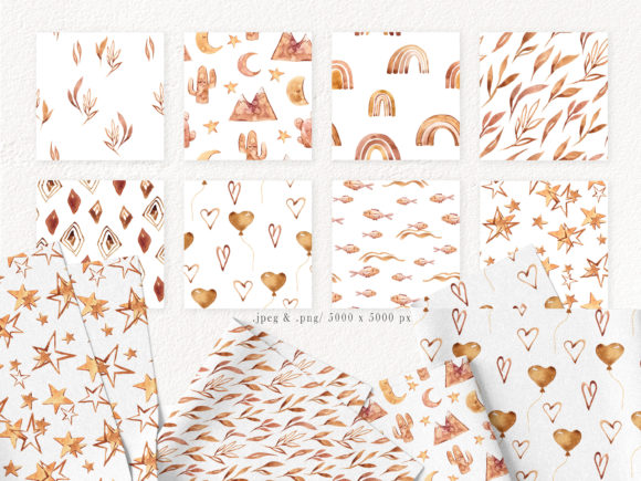 Watercolor Boho Kids Seamless Patterns: Creative, Versatile & Print-Ready Digital Designs